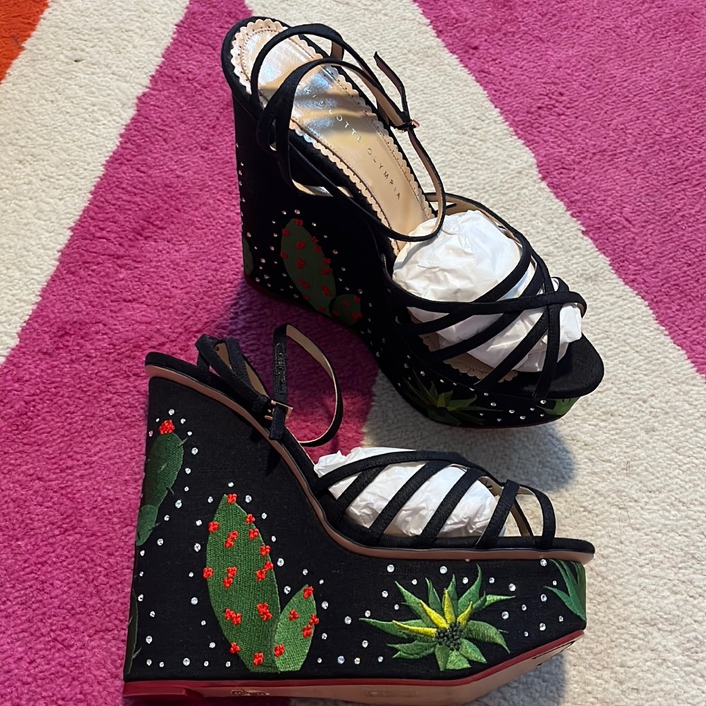 RARE Charlotte Olympia cactus wedge heels 42